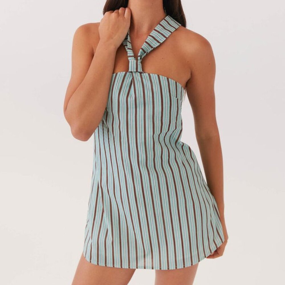 Peppermayo Linen Striped Mini Dress
